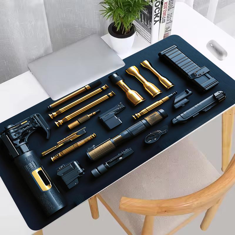 Tappetino Mouse Grande per Pistola Fucile Revolver Design Gaming di Precisione Base in Gomma Antiscivolo da Scrivania 80x40 Superficie Lavabile Tappetino per Ufficio