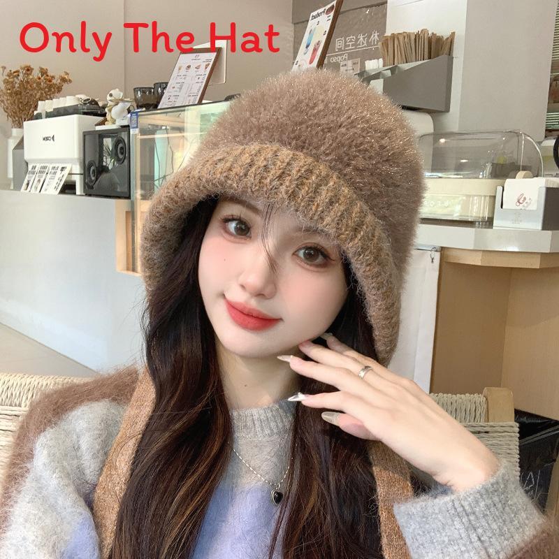 Knit Hat For Women Winter Fur Beanie With Warmth For Casual Wear коричневый