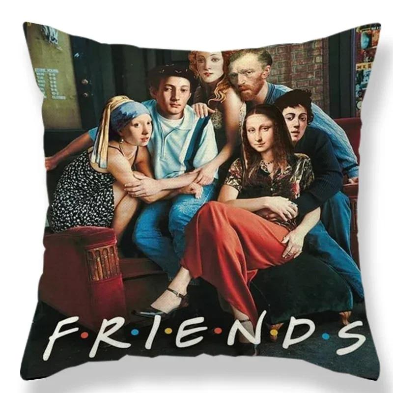 Oil Painting Portrait Decorative  Linen Cushion Cover Mona Lisa Print Pillow Case For Sofa Chair Home Decor Gift 45x45cm