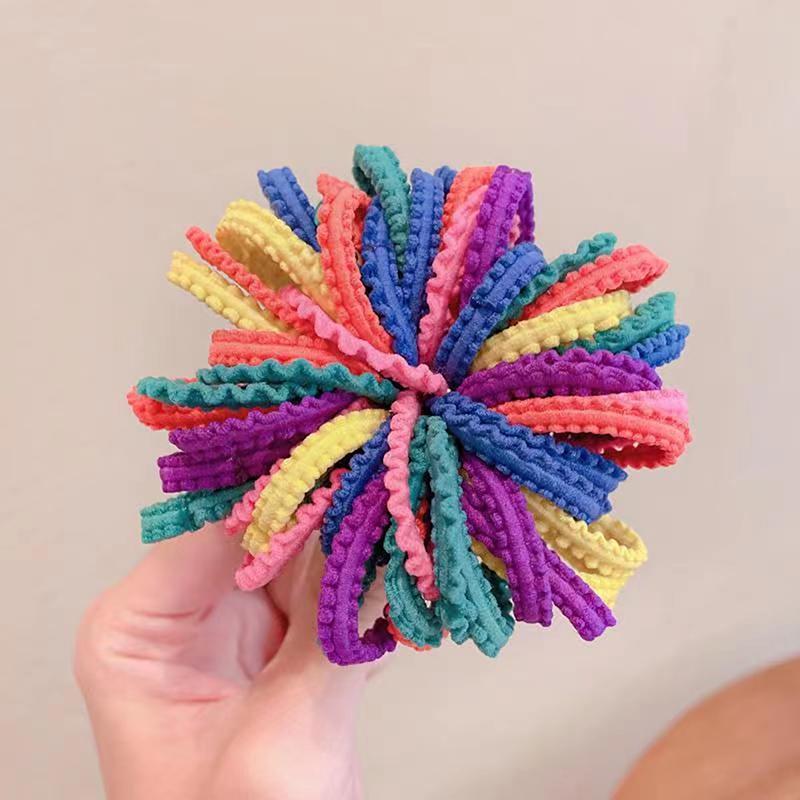 50pcs Girls Candy Color Hair Ties Elastic Hair Band Baby Cute Trendy Comfortable Headwear Hair Ties Kid Hair Accessories
