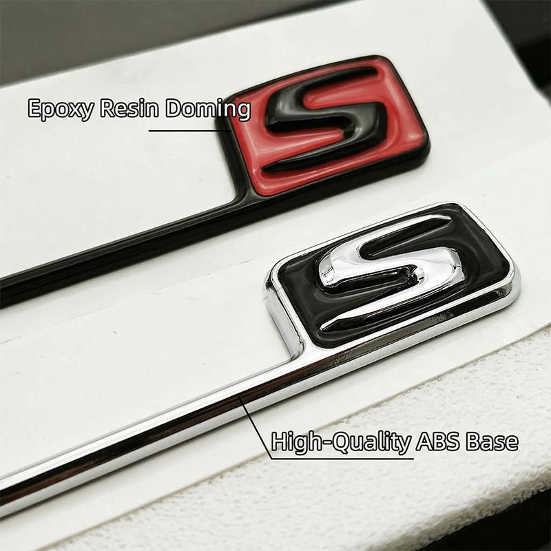 3D ABS S Letter Logo Rear Trunk Emblem Badge For Mercedes Benz AMG C63S E63S GLC63S Car Styling Fender Decal Sticker