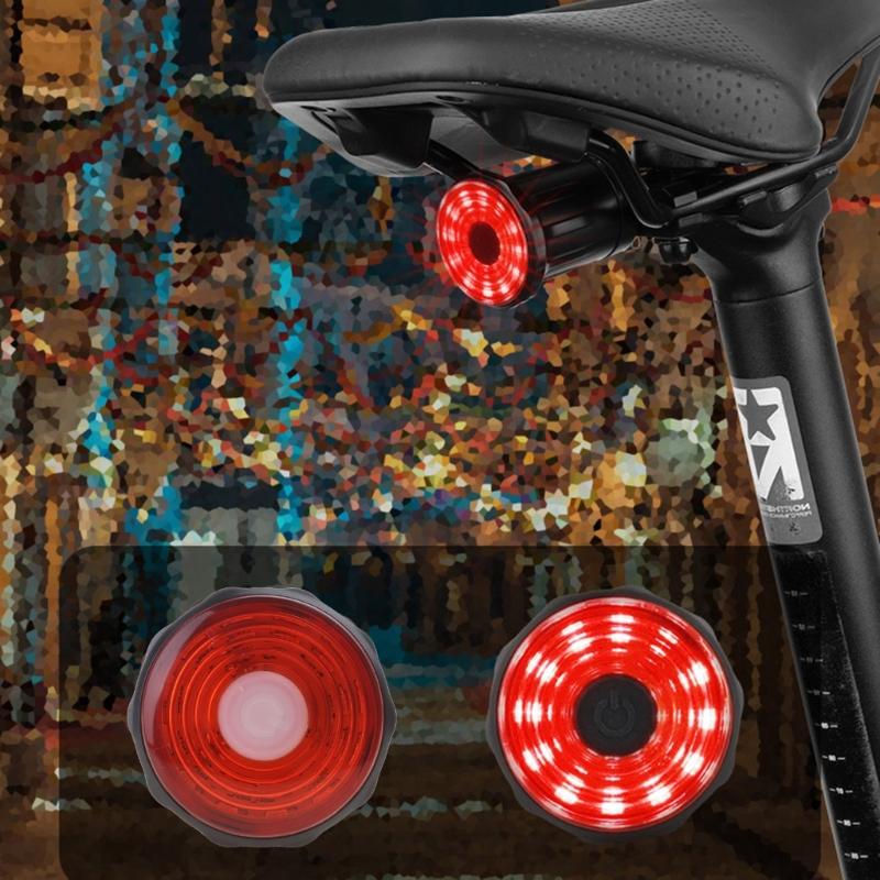 IPX6 Bike Intelligent Sensor Flashlight Smart Bikes Tail Light 7 Light Modes Quick Release Back Brake Night Riding Light