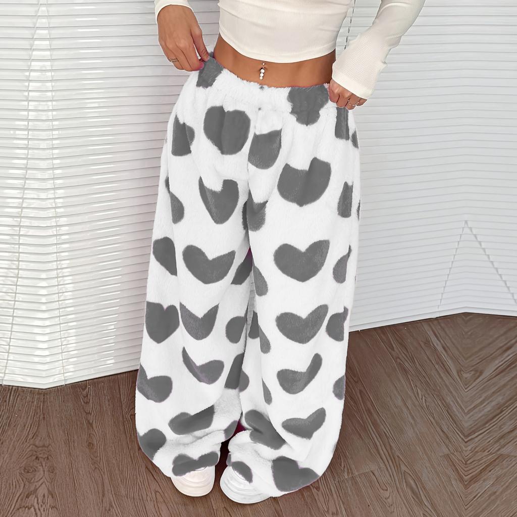 Women's Casual And Fashionable Printed Elastic Waist Loose Wide Leg Pants
