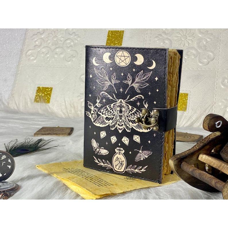 Blank Spell Book of Shadows Luna Moth Journal Witchcraft Supplies Moth Decor and Morpho Butterfly Print