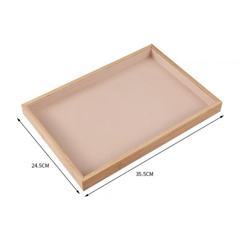 Bamboo Jewelry Display Tray with Velvet Lining for Bracelets & Necklaces