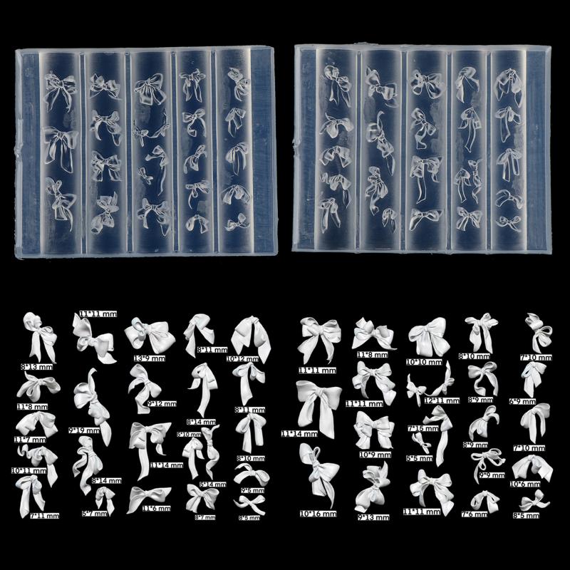 Bowknot Silicone Nail Art Molds 3D Multiple Ribbon Lace Bows Mould for Beauty Salon DIY Professional Nail Decoration