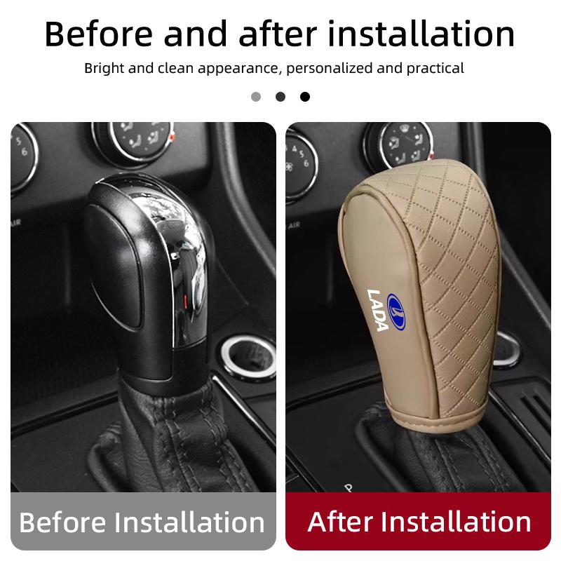 Car Checkered Non-slip and Durable Leather Gear Shift Protector For Lada Sport Kalina Granta Vesta Niva Largus Vaz Samara 2110