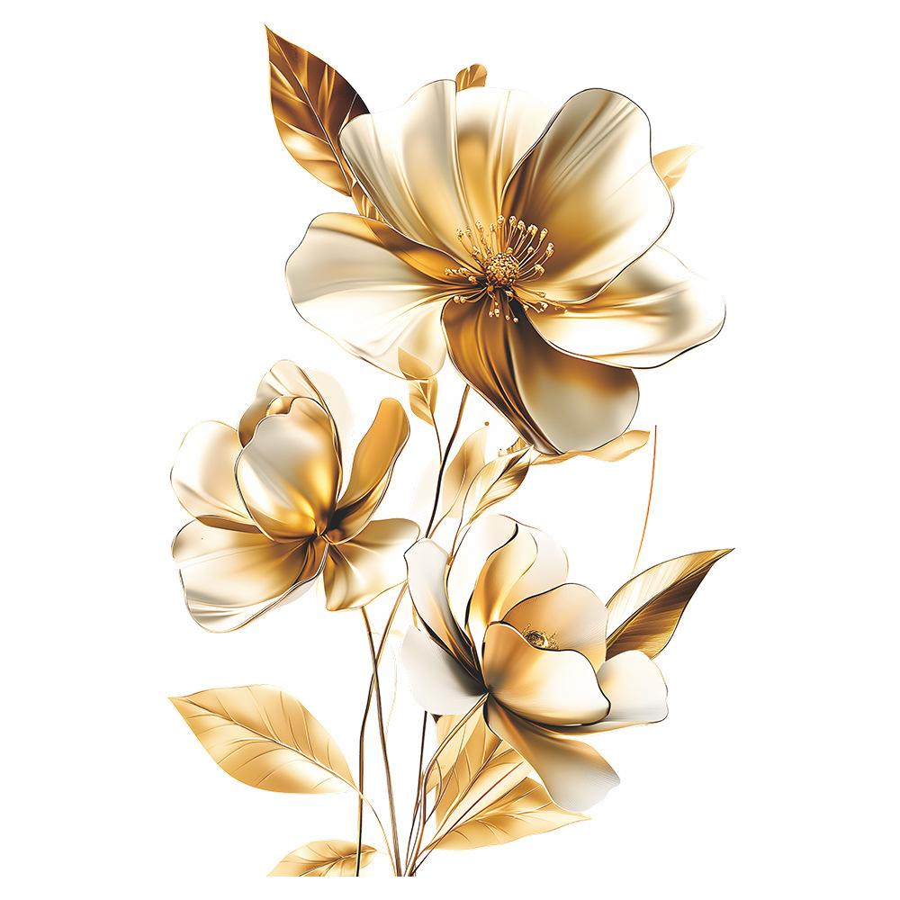 Fun-e141 Gold Embossed Flower Porch Bedroom Living Room Study Background Landscaping Wall Sticker