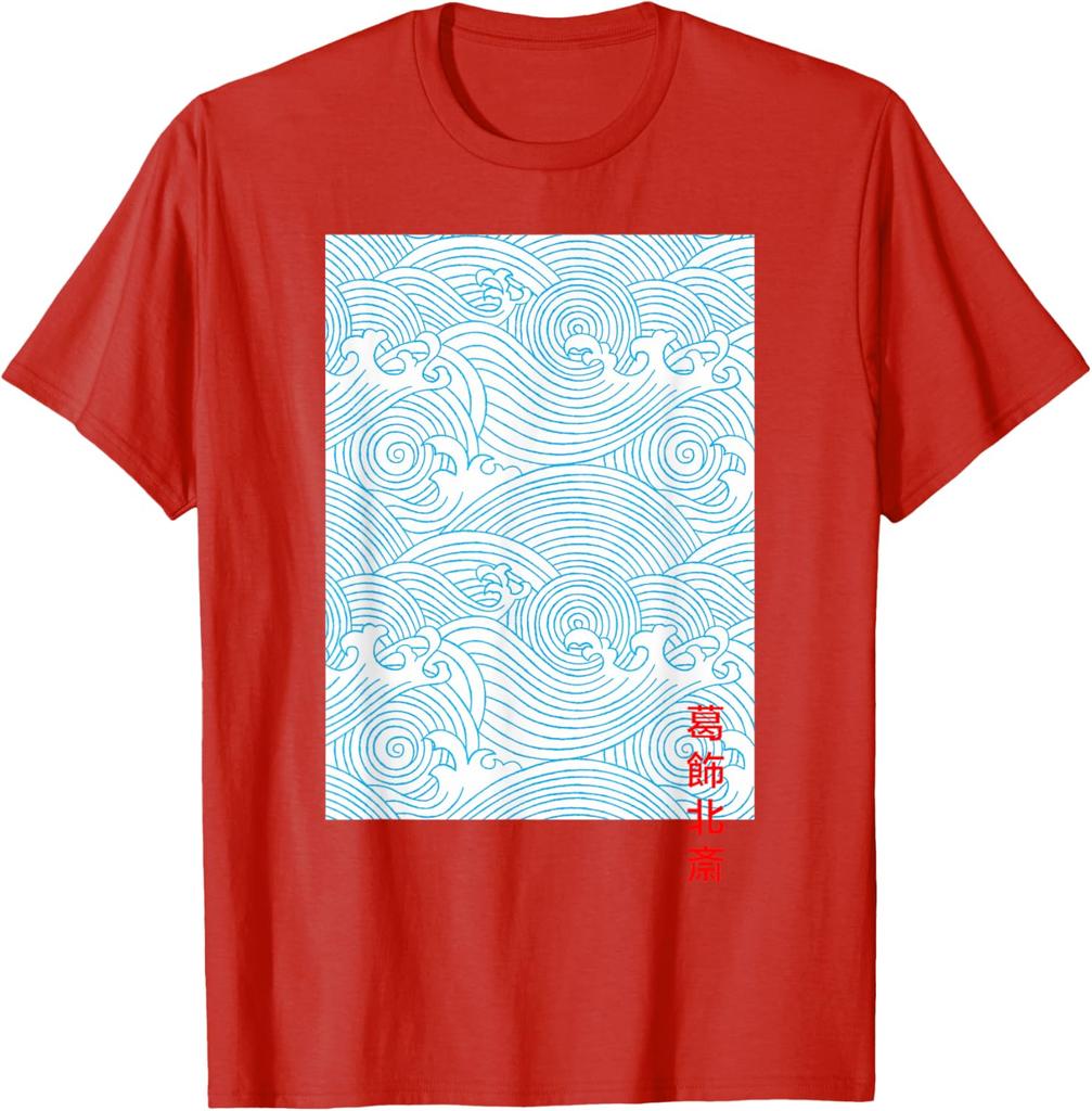 Japanese Seigaiha Wave Pattern Graphic Tee Men Casual Short Sleeve Breathable TShirt