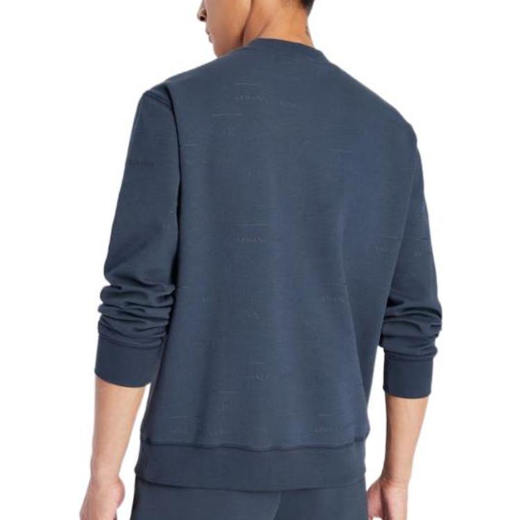 Armani Exchange Fw22 Solid Color Crew Neck Sports Sweatshirt Men sweatshirt Dark-Blue 6LZMAN-ZJCBZ-125CX