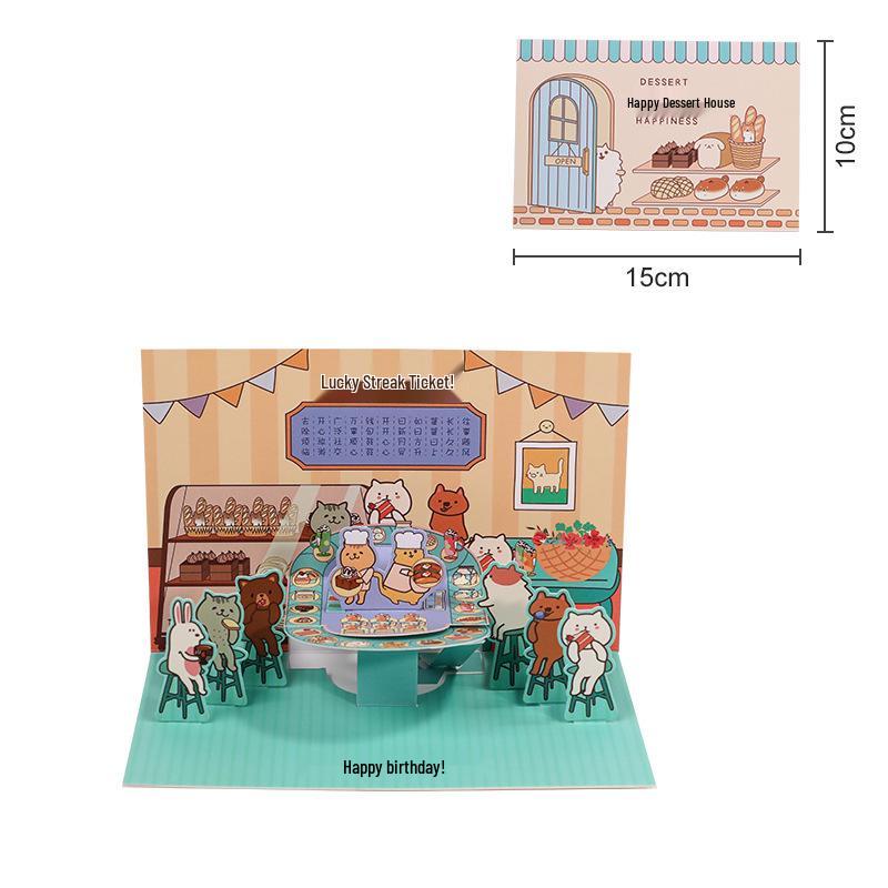 Cultural & Creative Birthday Pop-up Card - Party Blessing & Handmade Student Cake Gift