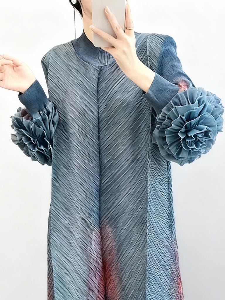 Elegant Pleated Long Plus Size Skirt - European & American Style for Women