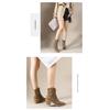 Fleece Warm Mid-heel Booties 2025 Winter New Plus-size Chunky Heel Side Zipper Martin Boots