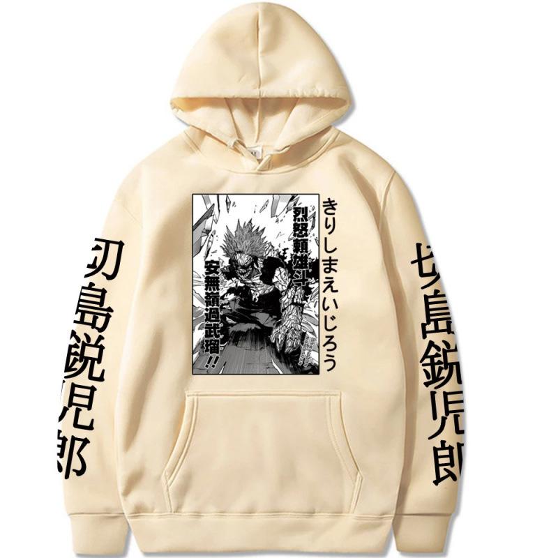 My Hero Academia Red Riot Kirishima Eijirou Graphic Printing Sweatshirts  Autumn Winter Fleece Hoodies