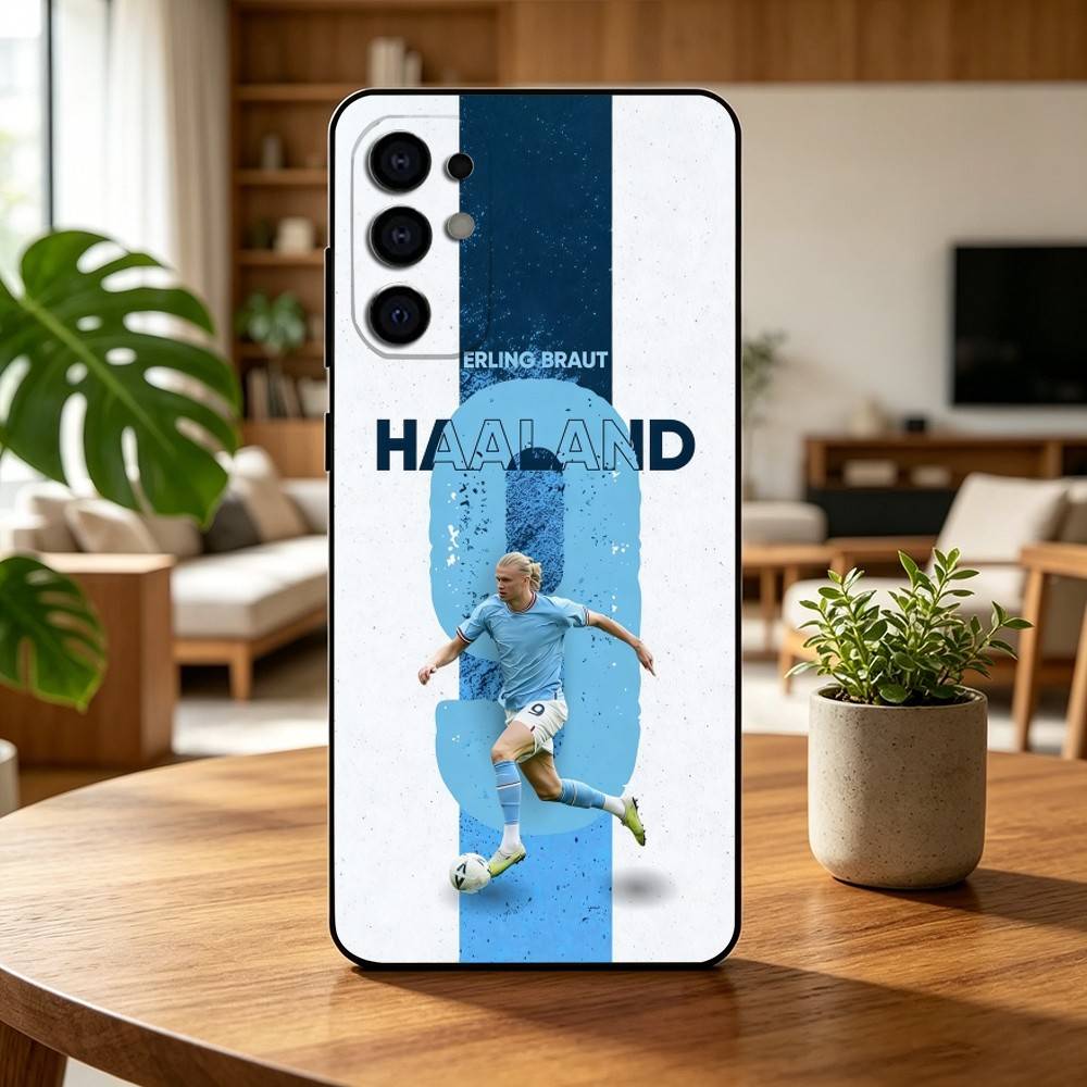 F-Football E-Erling H-Haaland  Phone Case For Samsung S25,S24,S21,S22,S23,S30,Ultra,S20,Plus,Fe,Lite,Note,10,Black Cover