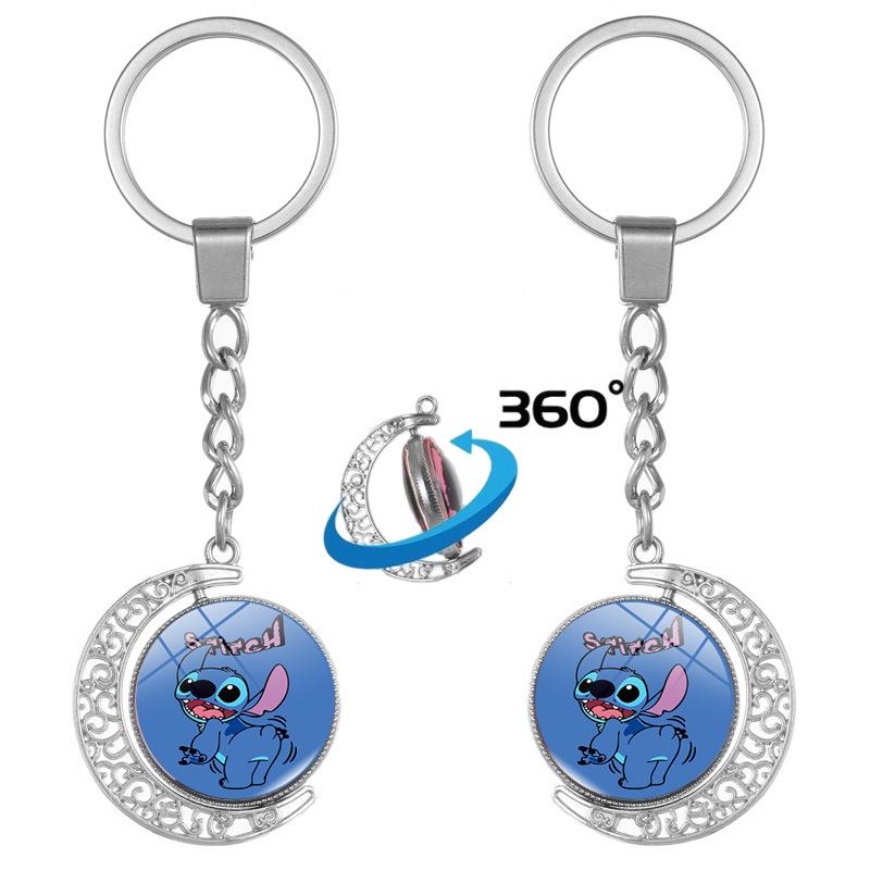 Interstellar Double-Sided Rotating Baby Stitch Keychain for Girls