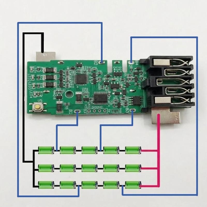 Battery Interface Circuit Board Assembly with Balance Board Design for 18V 18650 Battery Pack Maintenance and Replacement