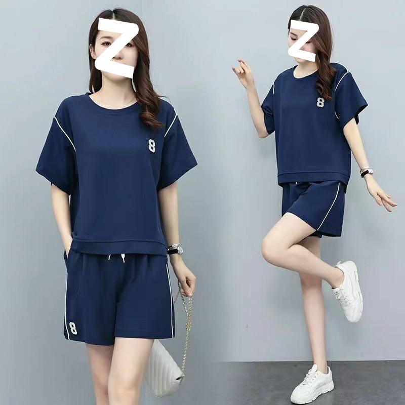 Summer Shorts, Casual and Fashionable Sportswear Suit for Small Women, Slimming Two-piece Set, Fashionable and Age-reducing