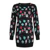 Women's Fashion Santa Printed Snowman Light String Long Sleeve Dress