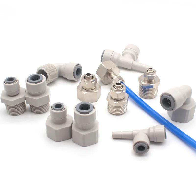 1/4" 3/8" Tube Plug BSP Straight Elbow Tee Quick Fitting Connector For Aquarium RO Water Filter Reverse Osmosis System