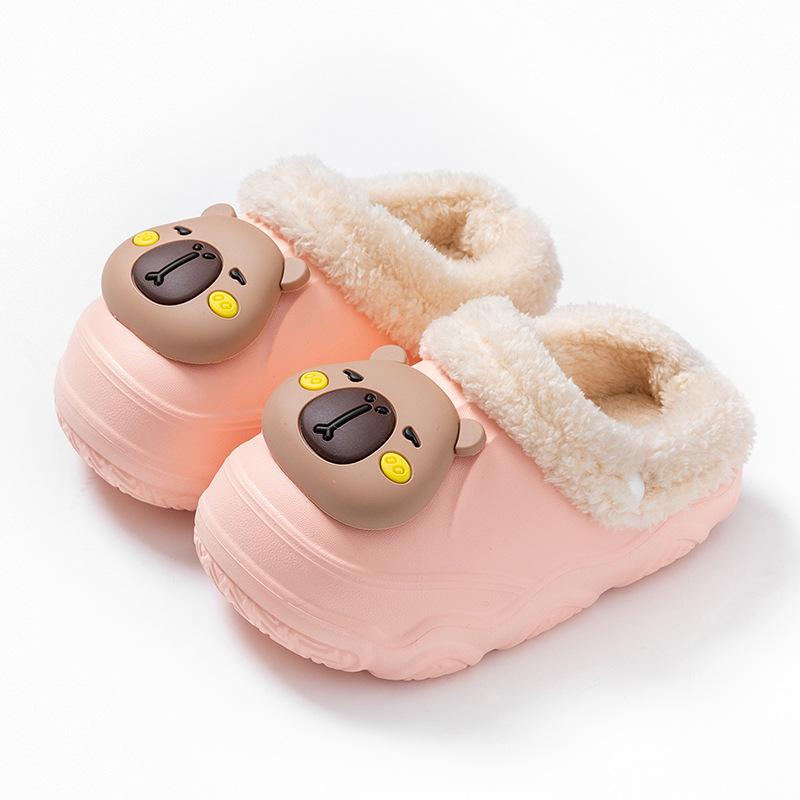 Winter Children's Cotton Slippers for Boys and Girls, Warm and Lined with Fleece EVA Waterproof Detachable Parent-child Cotton Shoes for Older