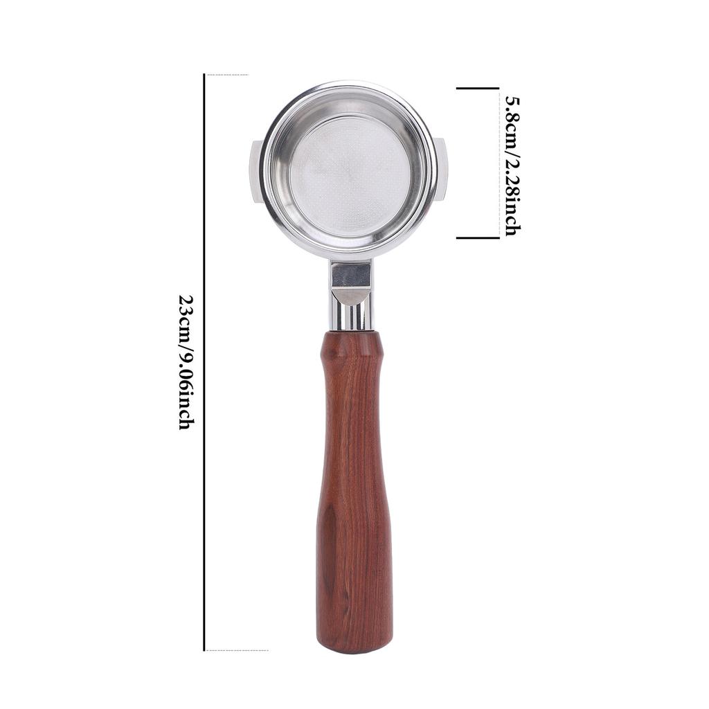 58mm Coffee Bottomless Portafilter Stainless Steel Wooden Handle Portable Coffee Portafilter for Coffee Machine