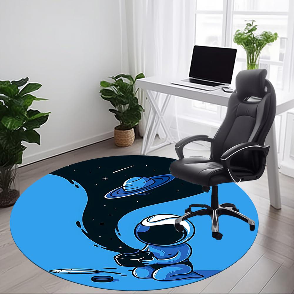 1pc Astronaut Saturn Office Round Area Rug, Under Office Chairs Bedroom Living Room Home Decor, Room Deco