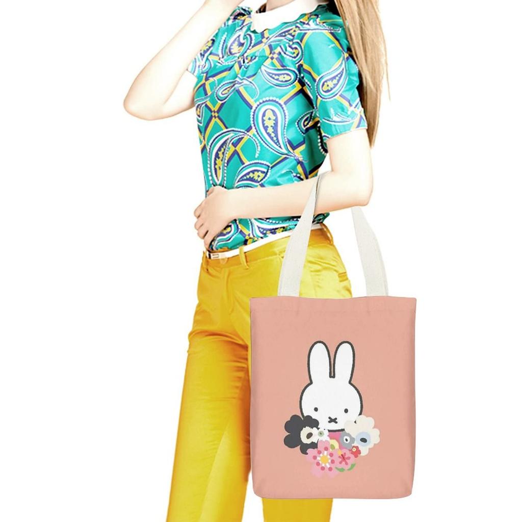THEBEASTPIE Miffy Tote A4 Canvas Shopping Shoulder Large Capacity Canvas Bag with Perfect for Commuting To Work or Popular and Stylish Character Bag,