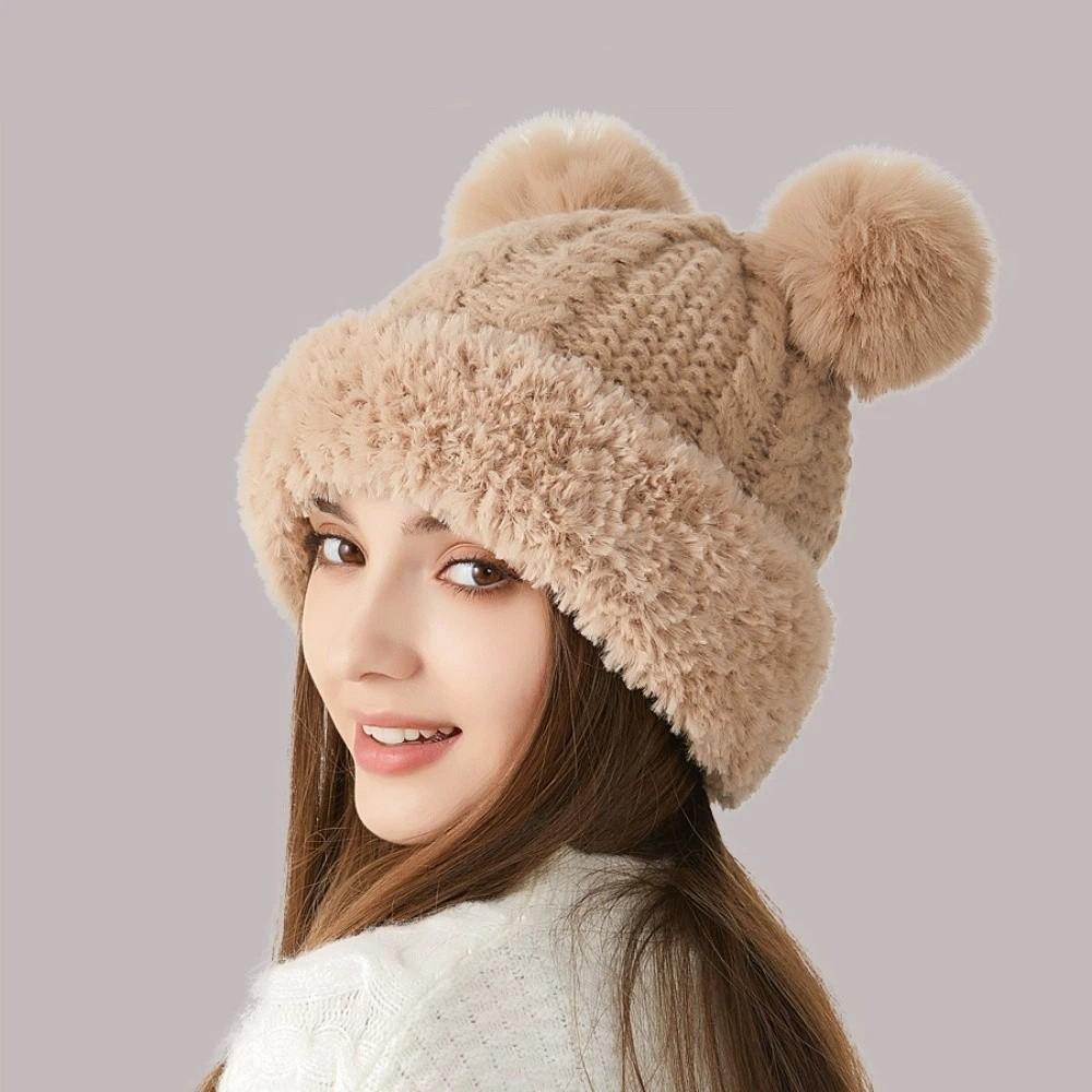Thickened Knitted Hat Windproof Knitted Plush Hat Fashion Ear Protection Hat Men And Women
