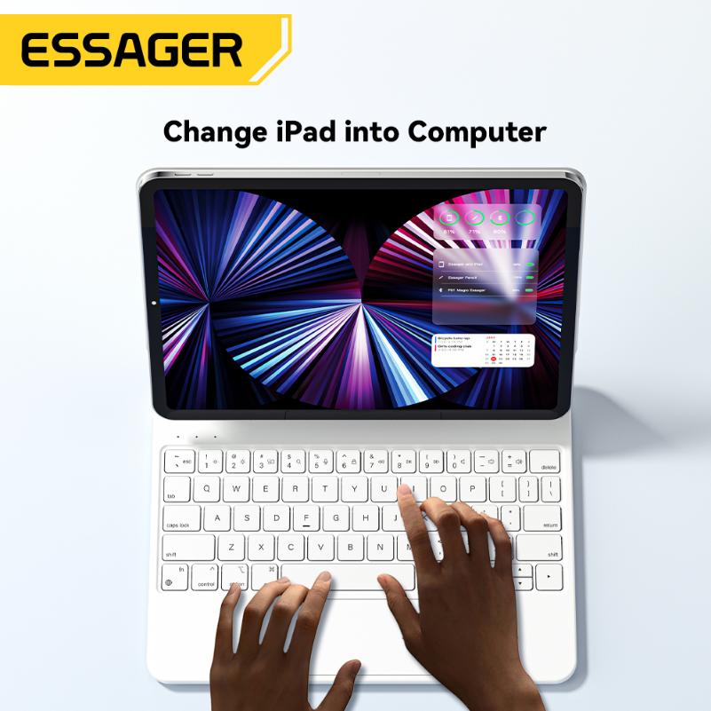 Essager Mini Intelligent Bluetooth Keyboards Anti Fingerprint Portable RGB IPad Wireless Keyboard for Tablet Computer IPad Pro