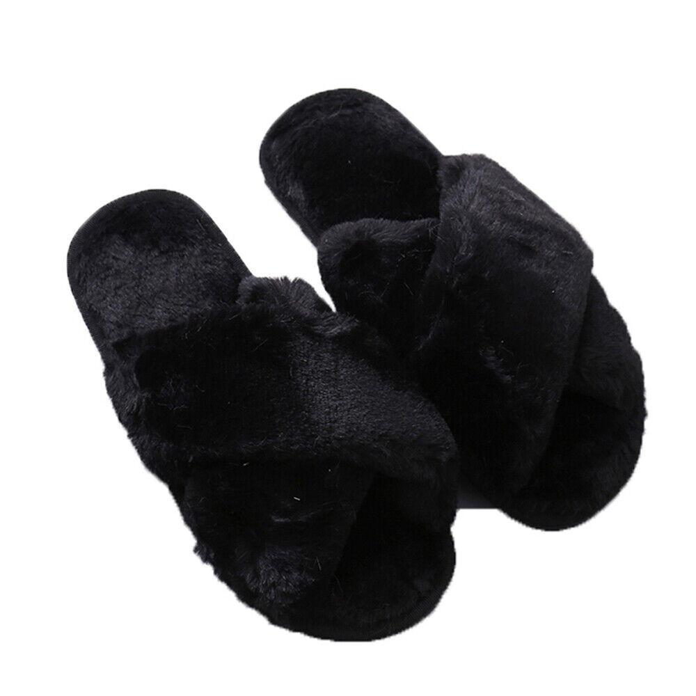 Weiche und bequeme Damen-Fell-Sandalen Offene Zehenpartie Pelz-Schieber Hellrosa