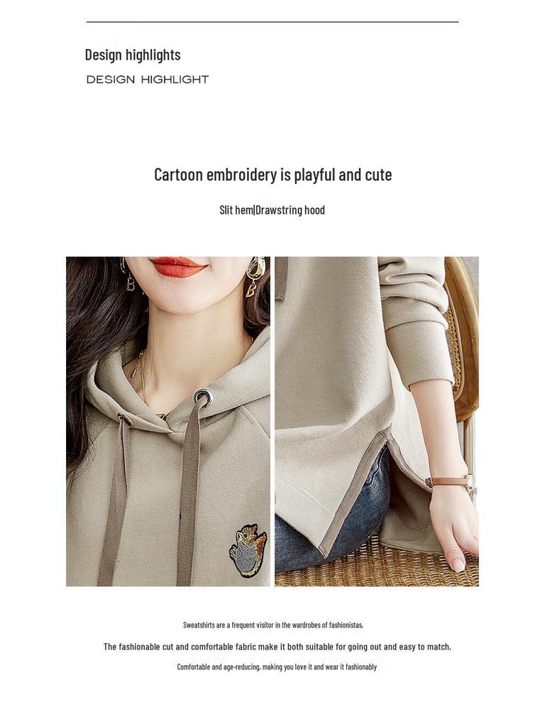 Sibaizhe Damen Kapuzen-Sweatshirt mit Schlitz