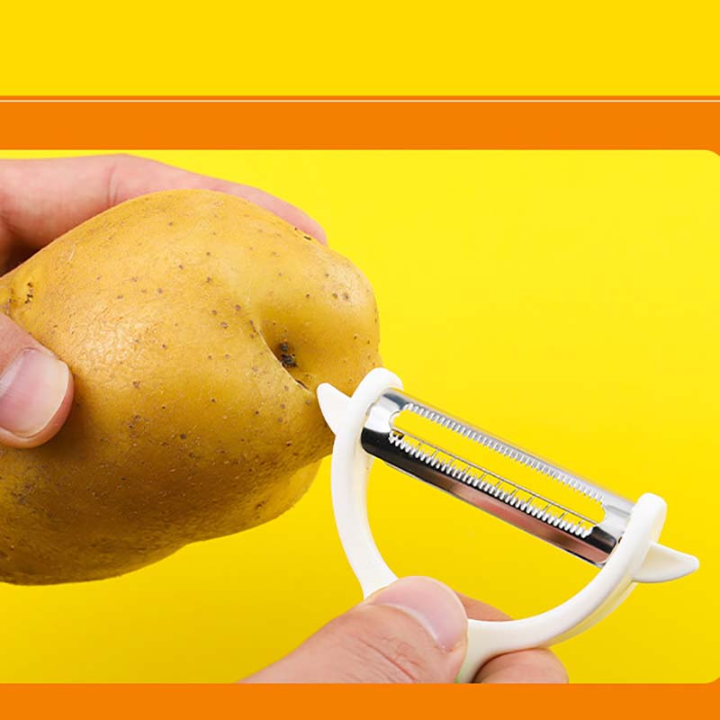 Multifunktionaler Doppelklingen-Schäler 180 ° drehbar Küchen Kartoffelschälmesser Melonenhobel Küchenhelfer