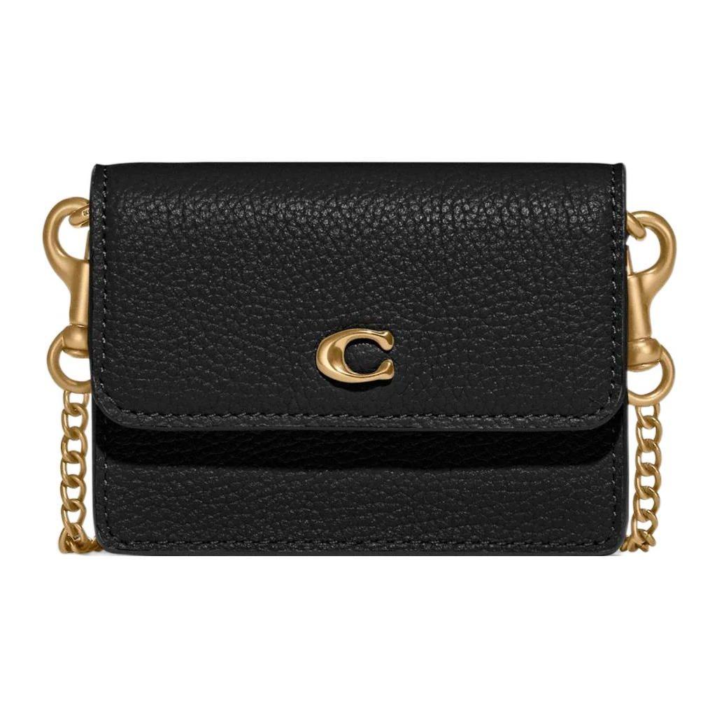 

Coach 10 Flap Chain Shoulder Bag Pebble Leather Mini Crossbody Women bags Black C6718-B4BK Basic Set (Bag+Dust Bag)