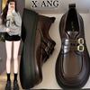 Leather Loafers Women's Shoes 2025 Spring New Small Leather Shoes Platform Mary Jane Shoes One Pedal Jk Single Shoes