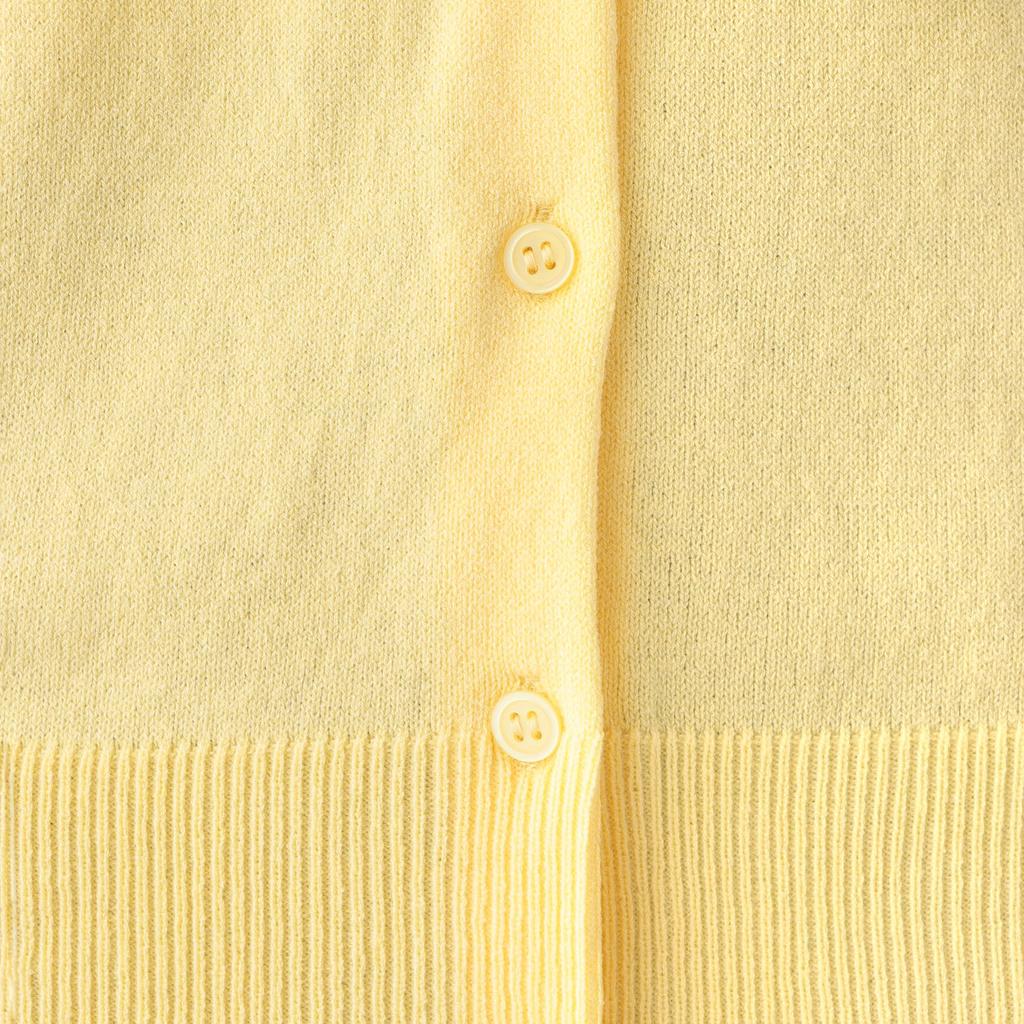 Afternoon Tea Living Sweater JA36, 100-Wash Basic Cardigan, Size L, Yellow