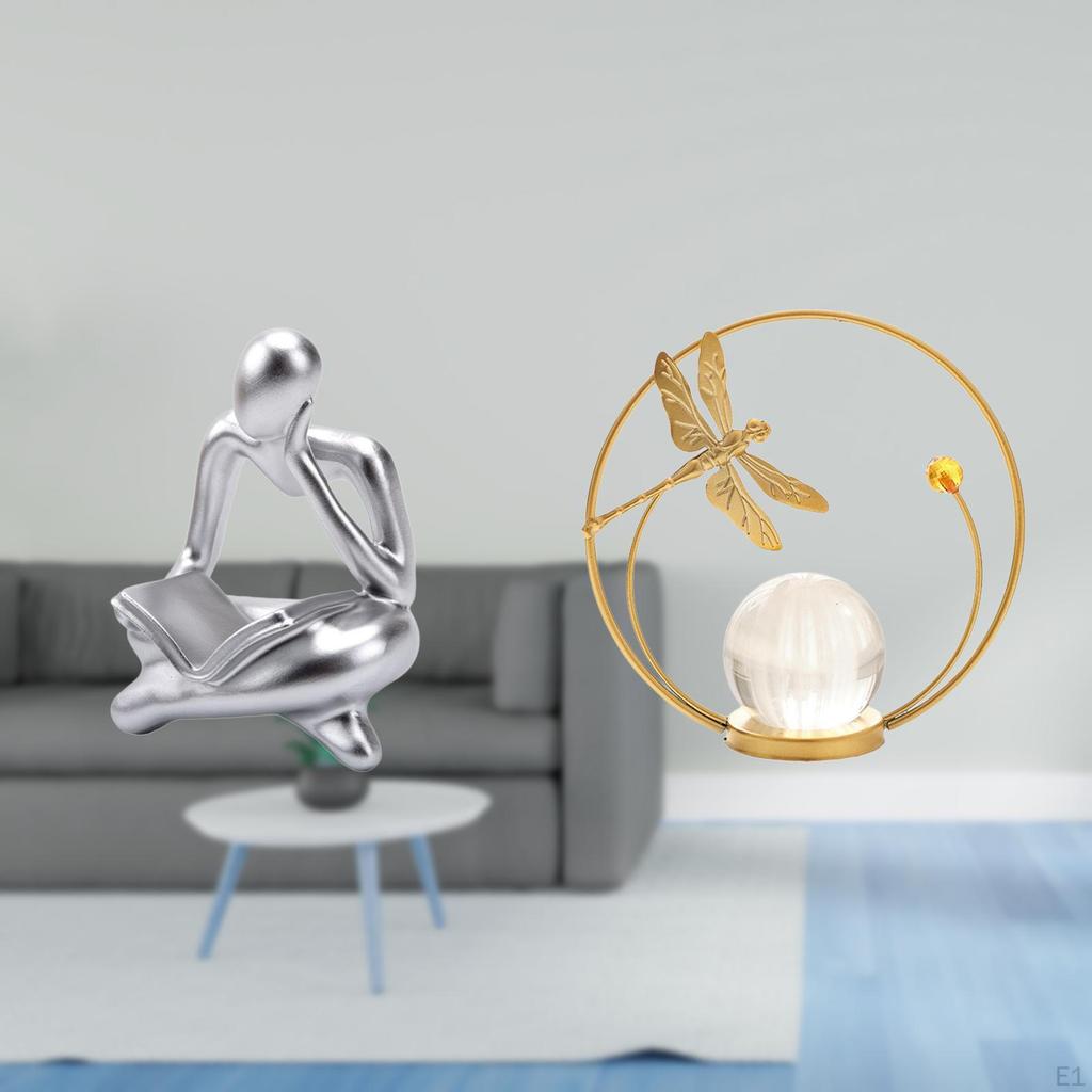 Abstract Crystal Thinker Ball Statue Decoration Sculpture for Tabletop Living Room Shelf Office