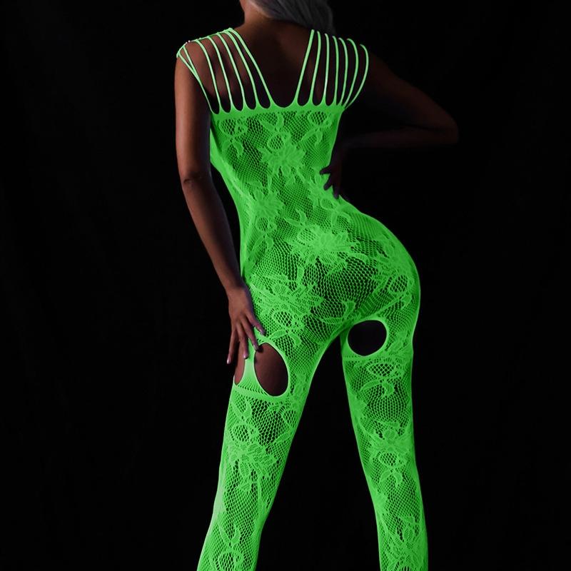 Bodystocking Glowing In The Dark Mesh Lace Women's Underwear Jumpsuit