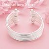 925 Sterling Silber Exquisites Mehrschichtiges Mattes Silberdraht Offener Armreif für Damen, Modischer Schmuck für Hochzeitsfeiern
