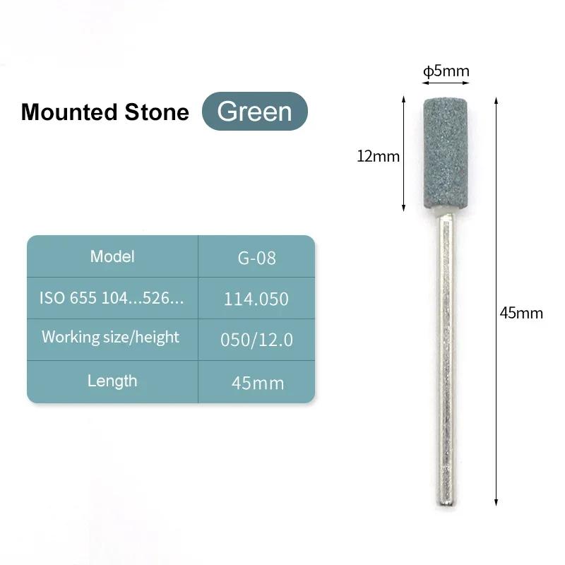 10Pcs Mounted Stones Grinders 2.35Mm Contours Geramic Green Stones Grind Polisher Green Hp Polishing Stone Drills