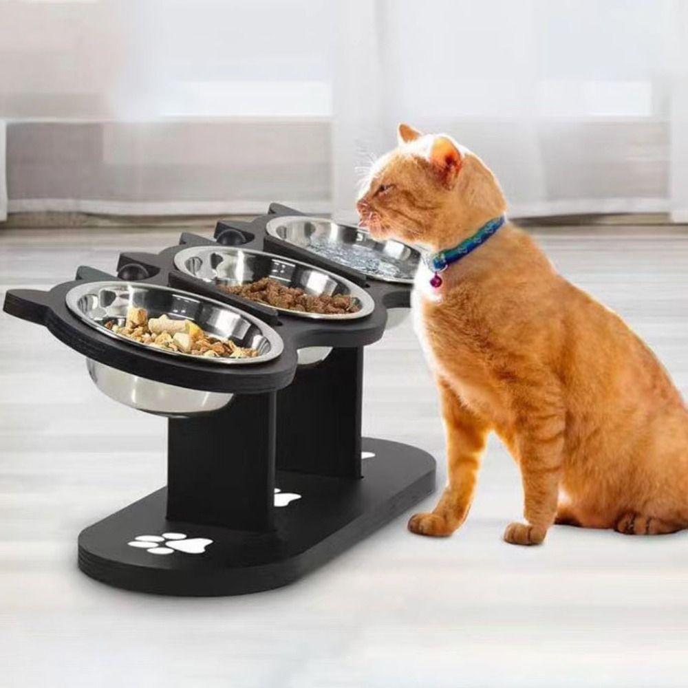 Stainless Steel Pet Food Feeder 3 in 1 Pet Water Bowl Elevated Cat Dog Bowl  Pet Treats