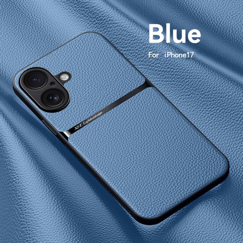 

For Apple iPhone 17 17 Pro 17 Pro Max 17 Air leather texture, built-in magnetic TPU soft anti-drop anti-fingerprint phone case For iPhone 17