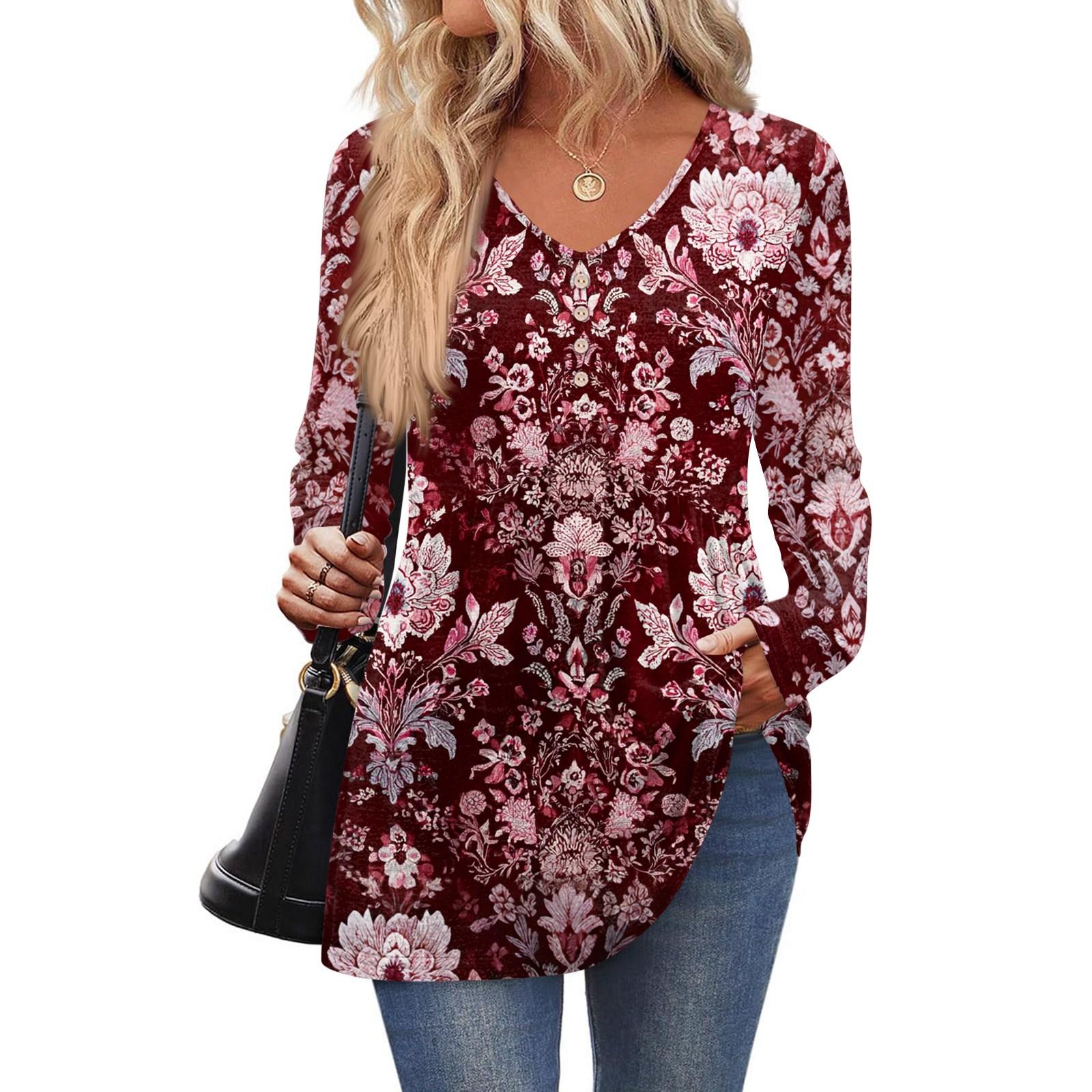 

Женская модная повседневная рубашка с длинным рукавом однотонного цвета, женские топы с V-образным вырезом XL винный