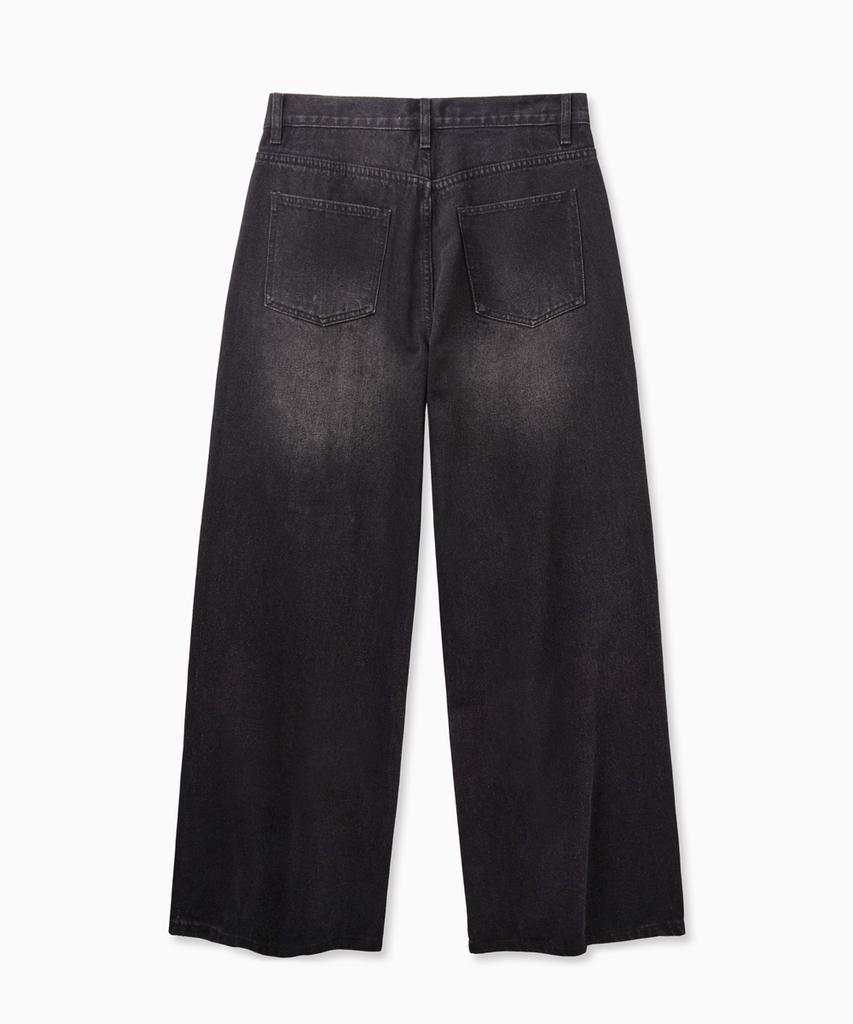 Nopeimeoseu Curved Wide Washing Jeans (Black)