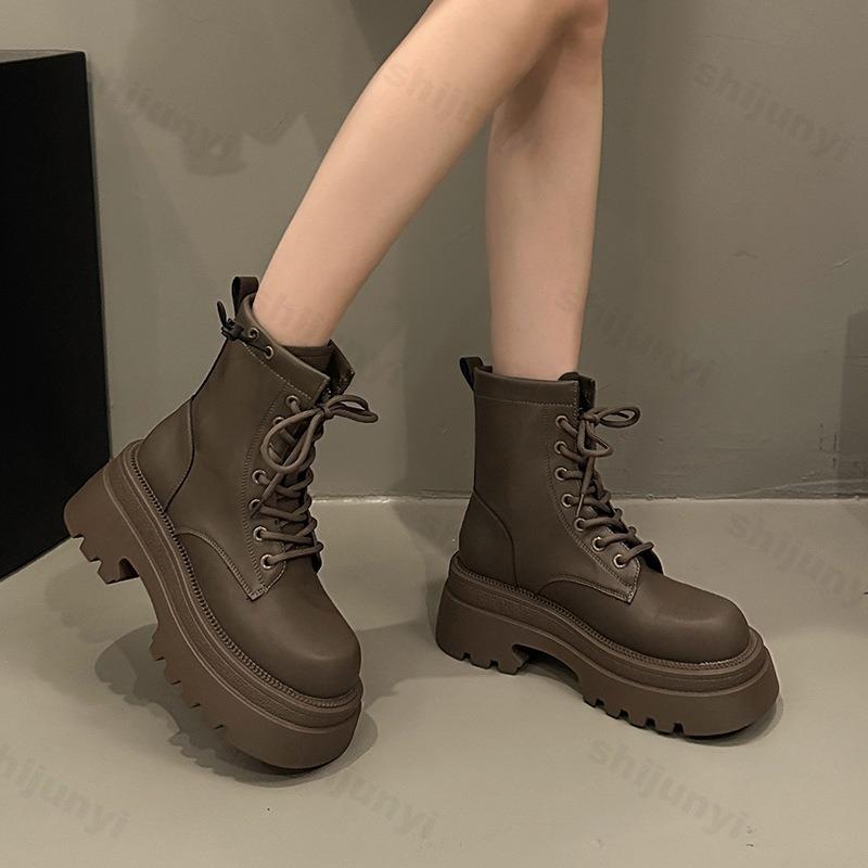 Women's Ankle Boots New Autumn  Retro British Platform Short Boots High-quality Fashion Retro Leather Botas Para Mujer