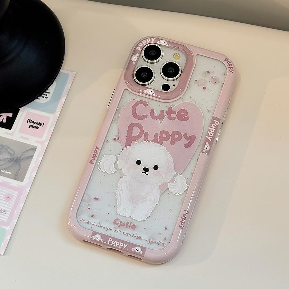 Magnetic Suction Suitable for IPhone16 Cute Puppy Stand Apple 15 ProMax Mobile Phone Case Acrylic