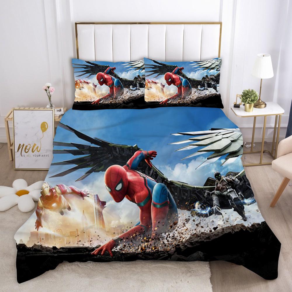 Marvel Comics Spider Man Anime Povlečení Přikrývka 1009 Polyester Vhodné Pro Děti I Dospělé 3dílná Sada