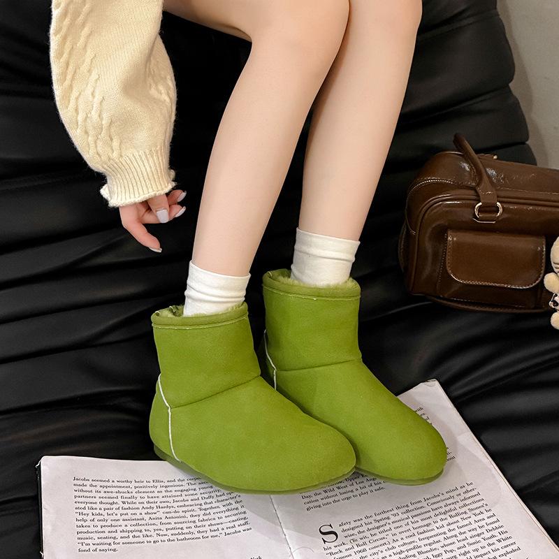 Winter 2025 new matte leather flat-bottomed retro Martin boots women's velvet warm ugly big-headed snow cotton boots