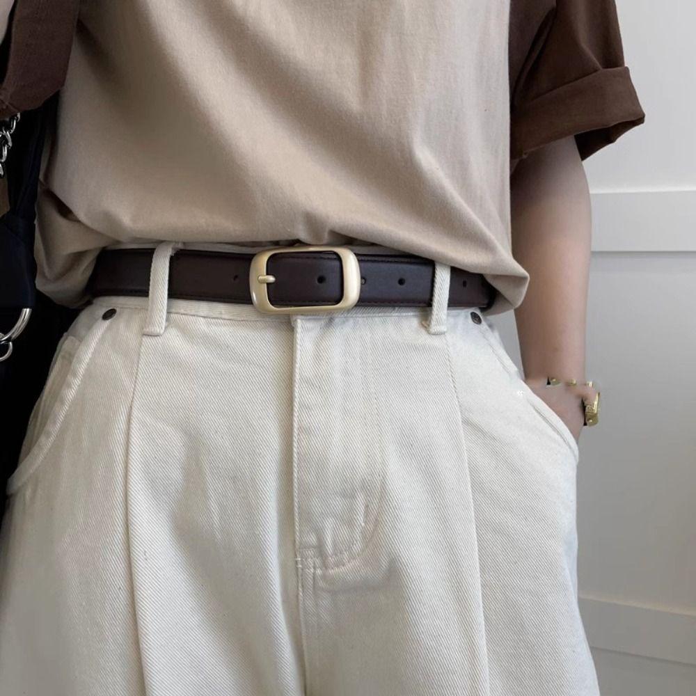 Waist Belt Square Buckle Belt Gold Thin Belt Elegant Dress Decoration