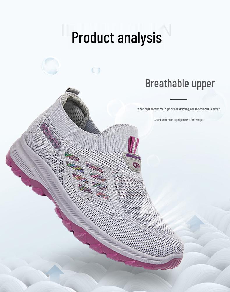 Women's Summer Slip-On Soft Sole Fly-Knit Shoes - Comfortable, Lightweight Casual Footwear for All Ages